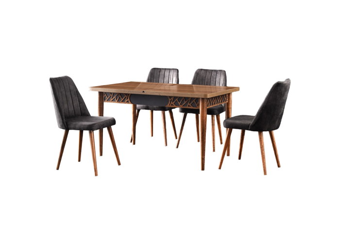 Hanah Home Mesa de Comedor Extensible Mira - 1221 Nogal y Antracita Hanah Home Mesa de Comedor Extensible Mira - 1221 Nogal y Antracita